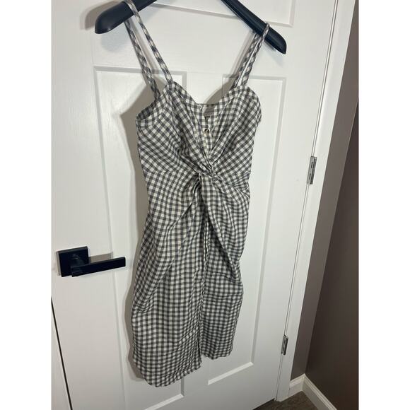 NWOT Womens Buckle Mustard Seed Gingham Twist Front Sleeveless Dress Sz M Medium - Picture 3 of 10